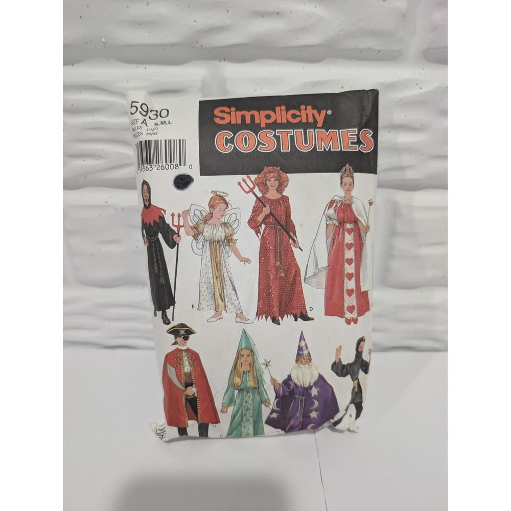 Simplicity 5930 Childrens Costume Sewing Pattern Angel Devil Wizard Ninja S M L